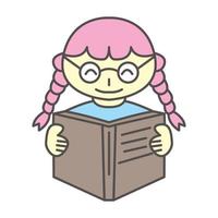 woman or girl or female reading book cute  logo vector  illustration