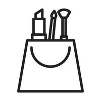 Líneas bolsa de compras con cosméticos logotipo símbolo vector icono ilustración diseño gráfico