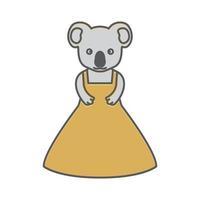 lindo koala de dibujos animados con ilustración de vestido vector