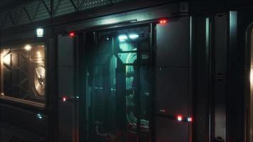 realistic futuristic sci-fi spaceship corridor video