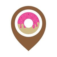 donuts con pin mapa ubicación logo vector icono ilustración