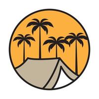 tent with coconut trees logo symbol vector icon illustration graphic design