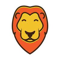 colorful animal cartoon head lions smile logo symbol vector icon illustration design