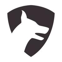 dog head with shield or guard silhouette logo vector symbol icon design illustration