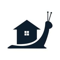 caracol o babosa con diseño de ilustración de icono de vector de logotipo moderno de casa o casa