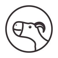 cute mountain goat line vintage logo vector icon illustration design
