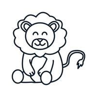 león sentarse lindo dibujo animado línea logotipo icono vector ilustración