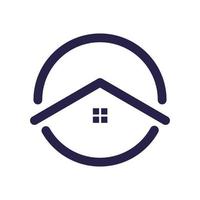 círculo redondo simple con techo casa logo símbolo icono vector diseño gráfico ilustración idea creativa