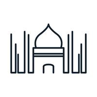 ilustración de icono de vector de logotipo de contorno de línea simple de mezquita islámica