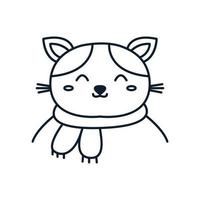 ilustración de vector de logotipo de dibujos animados lindo de línea gorda de gato o gatito o gatito