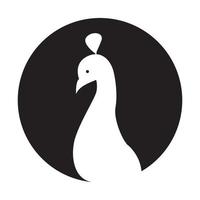 Peafowl or peacock with black shadow logo symbol icon vector graphic design illustration
