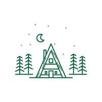 home house forest tree minimalist vintage logo vector icon illustration design