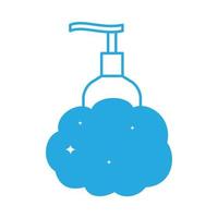 desinfectante de manos con diseño de ilustración de icono de vector de logotipo de espuma azul