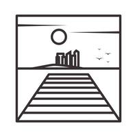 lines pier or dock with city logo vector symbol icon design graphic illustration