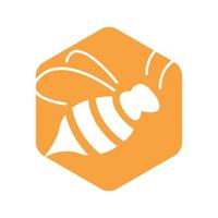 abeja de silueta en peine de miel diseño de ilustración de vector de logotipo moderno