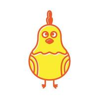 animales mascotas pollo gallo lindo amarillo logo vector icono ilustración diseño