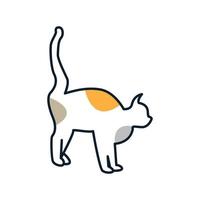 arte de línea de gato o gatito o gatito o mascota o diseño de ilustración de vector de logotipo abstracto de esquema