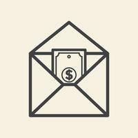 líneas de correo sobre con dinero logo vector icono símbolo diseño gráfico ilustración