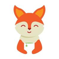 fox lindo dibujo animado con té logo icono vector ilustración