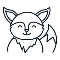 fox cute cartoon smile  line logo icon vector illustration