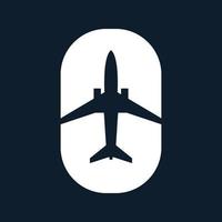 airplane silhouette square transport logo vector icon design