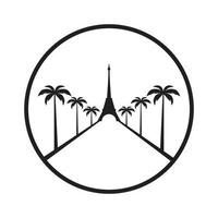 eiffel with palm tree logo symbol vector icon illustration graphic design