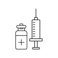 Injections line icon. Syringe, needle, medication. Treatment concept. Can be used for topics like medicine, vaccination, immunization, COVID - 19 vaccination vector