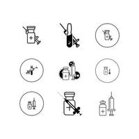 Injections line icon. Syringe, needle, medication. Treatment concept. Can be used for topics like medicine, vaccination, immunization, COVID-19. vector icon design.