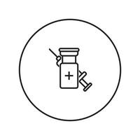 Injections line icon. Syringe, needle, medication. Treatment concept. Can be used for topics like medicine, vaccination, immunization, COVID - 19 vaccination vector