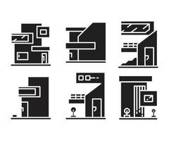 Ilustración de vector de iconos de edificio moderno