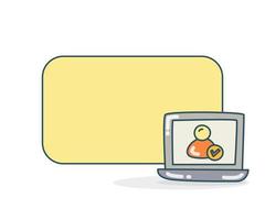 note board with user in laptop icon vector illustration