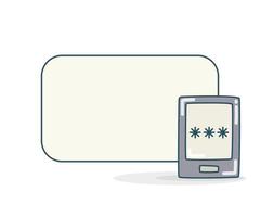 blank note board with smartphone passwork icon vector illustration