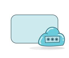 blank note board with cloud security icon vector illustration