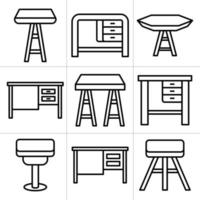 office table and round table icons vector