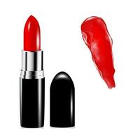 A beautiful lipstick layout with a smear. Cosmetic template side view. Realistic 3D vector