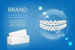 WebVector, 3D advertising of whitening toothpaste. A graphic concept for your design. Layout template, tube with packaging. vector