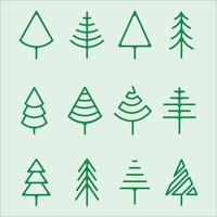 set of pines tree logo line art simple icon isolated vector illustration template graphic design. bundle collection of various minimalist shape pine symbol of nature