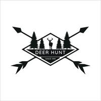 deer hunt with arrow logo vintage vector illustration template icon graphic design