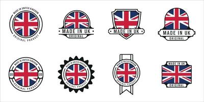 set of made in united kingdom logo outline vector illustration template icon graphic design. bundle collection of flag country with various badge and typography