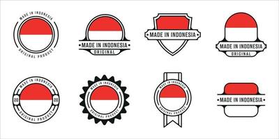 set of made in indonesia logo outline vector illustration template icon graphic design. bundle collection of flag country with various badge and typography