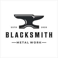 blacksmith anvil logo vintage vector illustration template icon design. welding and forge service symbol for industrial company with retro style