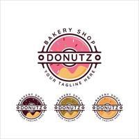 donuts panadería logo vector ilustración plantilla icono diseño gráfico. símbolo de pastel para restaurante o tienda de comida con estilo tipográfico