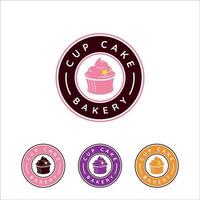 cup cake bakery logo vector illustration template icon graphic design. snack symbol for restaurant or food shop with circle badge typography