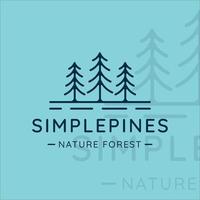 simple pines tree logo line art vector illustration template icon graphic design. pine symbol of nature minimalist concept