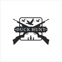 caza de patos con logotipo de rifle vintage vector ilustración plantilla icono diseño gráfico