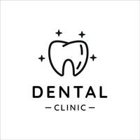 clínica dental diente logo línea arte vintage vector ilustración plantilla icono diseño gráfico