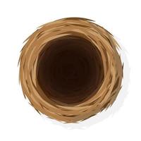 Cartoon wild bird nest from straw and twigs Top view of nest vector