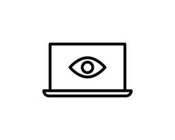 icono de la computadora portátil y el ojo. vigilancia de Internet, spyware, la computadora te está mirando conceptos. diseño plano. ilustración vectorial vector