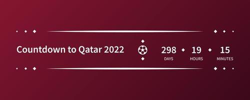 Antecedentes del torneo de fútbol qatar 2022. cuenta regresiva para qatar 2022. patrón de fútbol de ilustración vectorial para banner, tarjeta, sitio web. color burdeos bandera nacional qatar copa del mundo 2022 vector