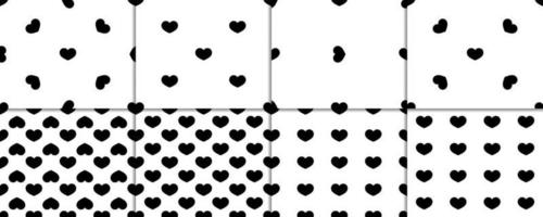 patrones sin fisuras con corazones negros. fondo transparente con corazones. día de San Valentín. papel de regalo, estampado, tela, lindo fondo para una tarjeta vector